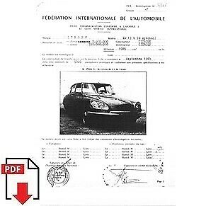 1969 Citroen ID 19 B (D Spécial) FIA homologation form PDF download